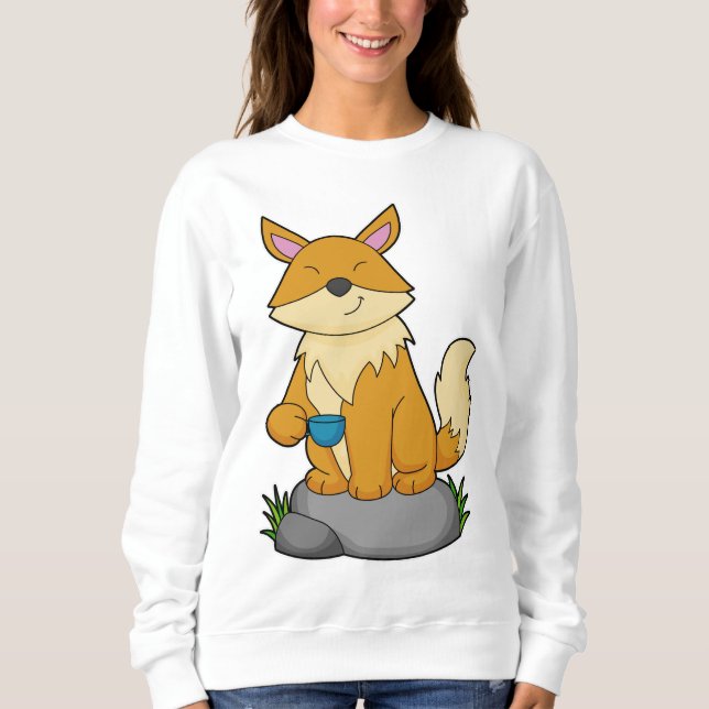 Fox med kaffe kopp t shirt (Framsida)