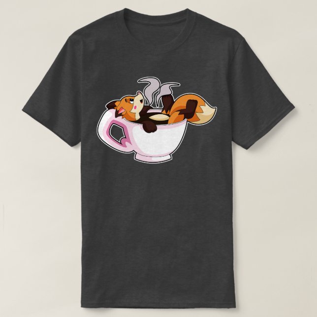 Fox med kaffe Kopp T Shirt (Design framsida)