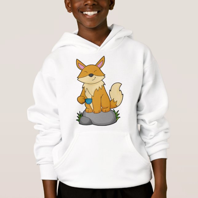 Fox med kaffe kopp t shirt (Framsida)