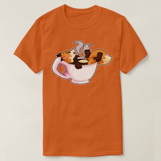 Fox med kaffe Kopp T Shirt (Design framsida)