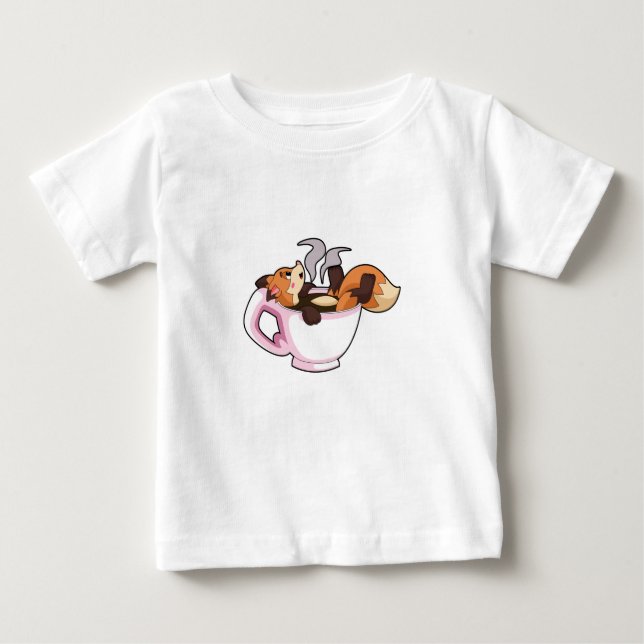 Fox med kaffe Kopp T Shirt (Framsida)
