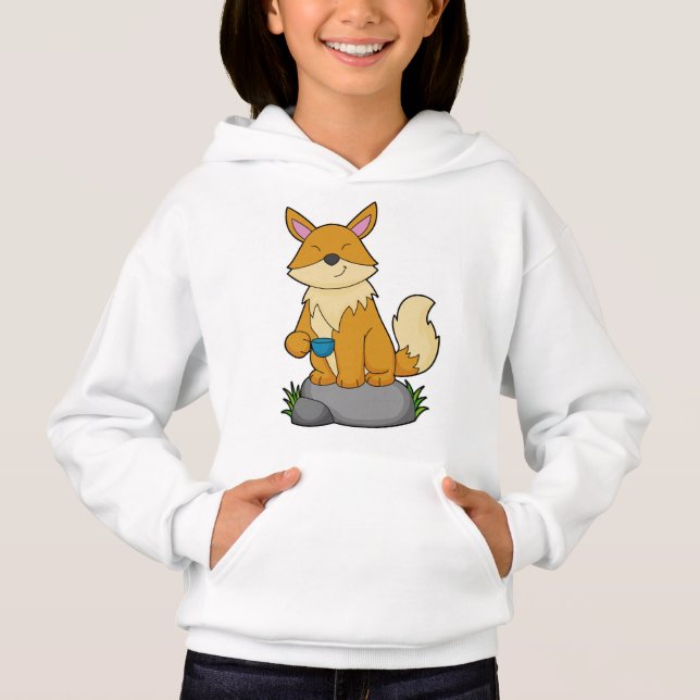 Fox med kaffe kopp t shirt (Framsida)