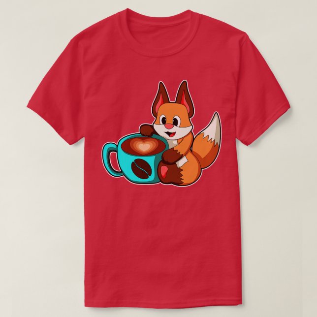 Fox med Kopp i kaffe 1 T Shirt (Design framsida)