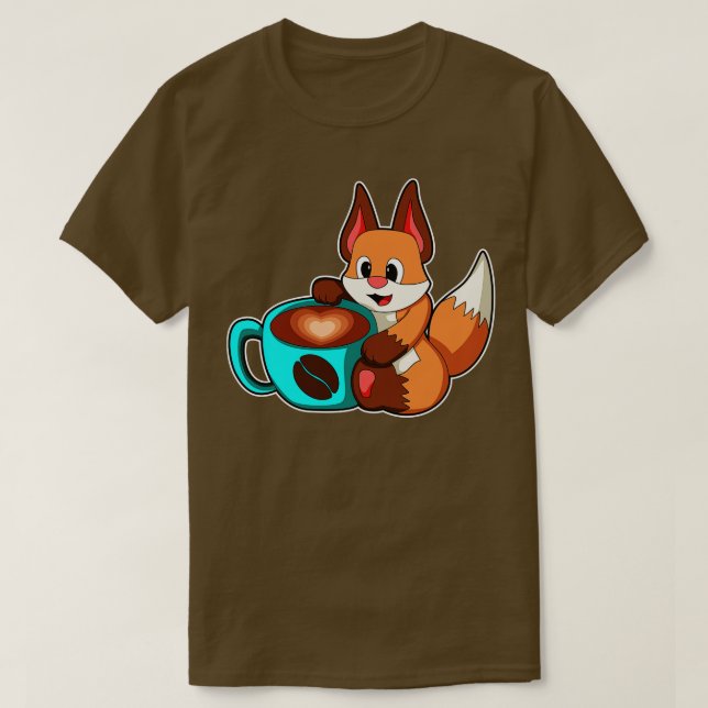 Fox med Kopp i kaffe 1 T Shirt (Design framsida)
