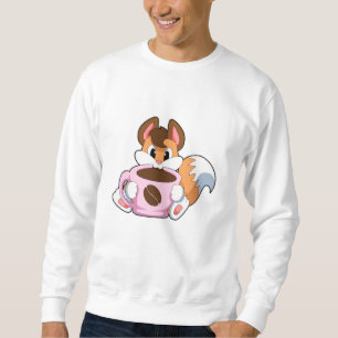 Fox med Kopp i kaffe Lång Ärmad Tröja