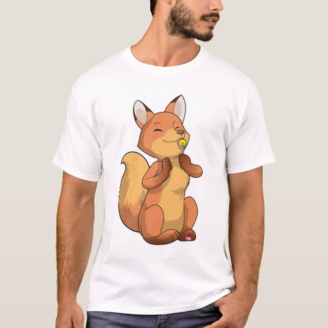 Fox med Lollipop T Shirt (Framsida)