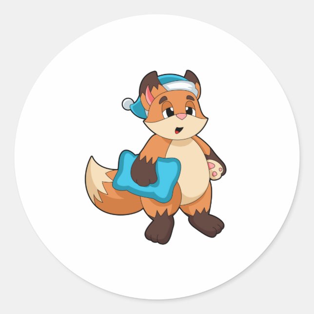 Fox med nightcap runt klistermärke (Framsida)