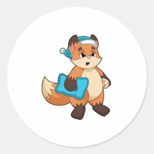 Fox med nightcap runt klistermärke