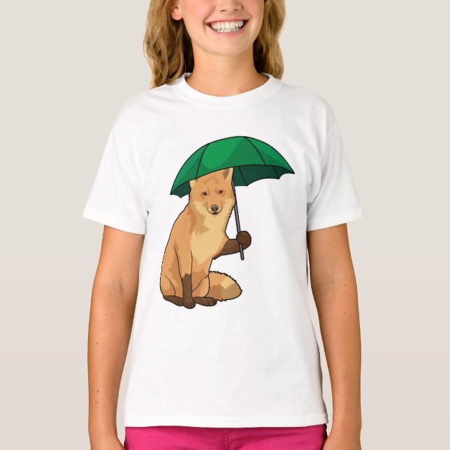 Fox med Parbrella T Shirt (Framsida)