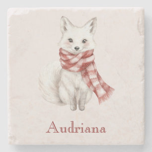 Fox med Peppermint Red White Scarf Stenunderlägg
