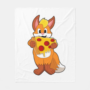 Fox med Pizza Fleecefilt