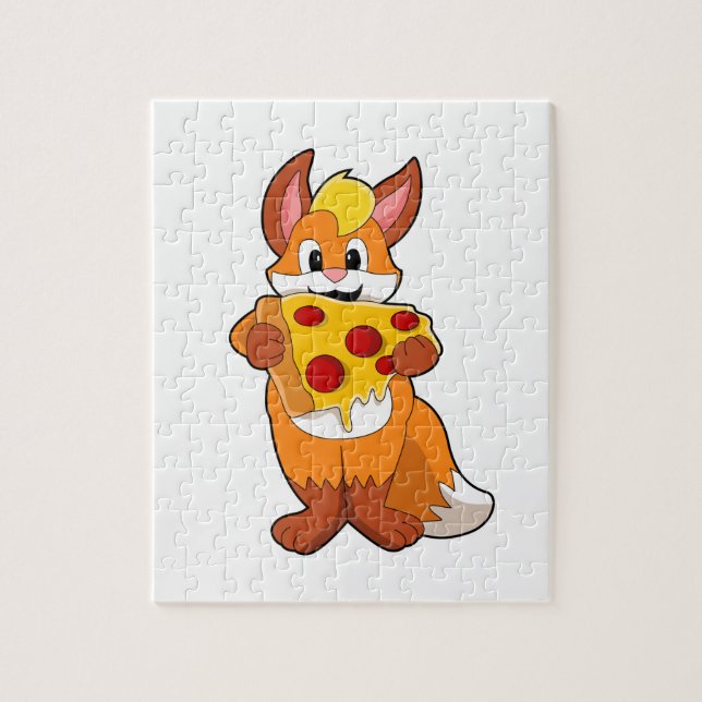 Fox med Pizza Pussel (Vertikal)