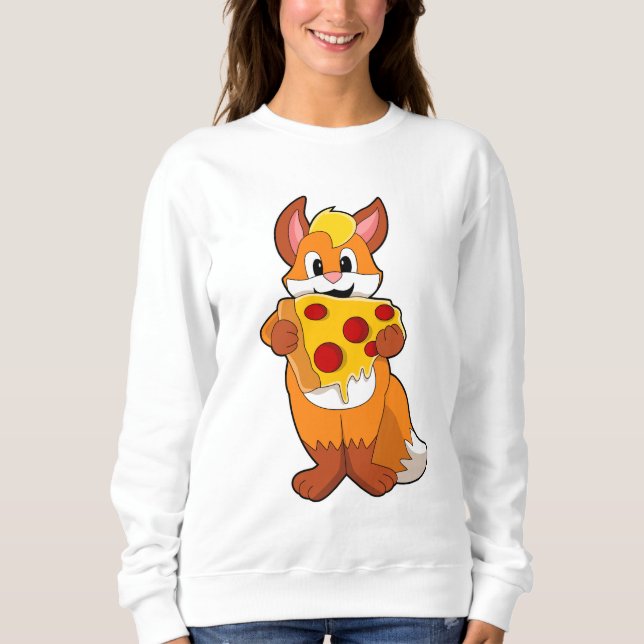 Fox med Pizza T Shirt (Framsida)