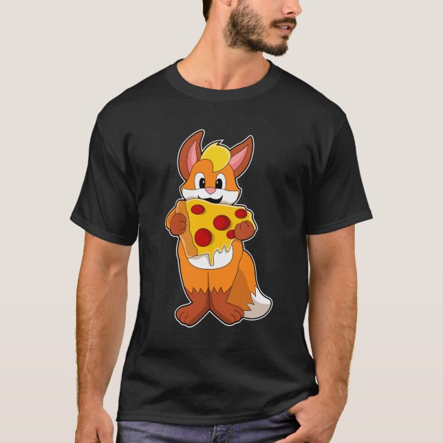Fox med Pizza T Shirt (Framsida)