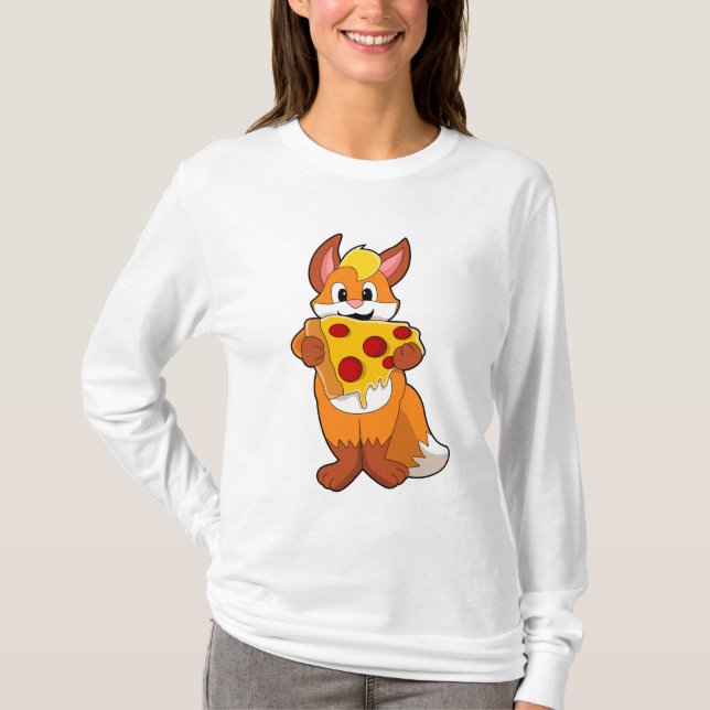 Fox med Pizza T Shirt (Framsida)