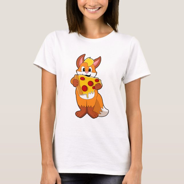 Fox med Pizza T Shirt (Framsida)