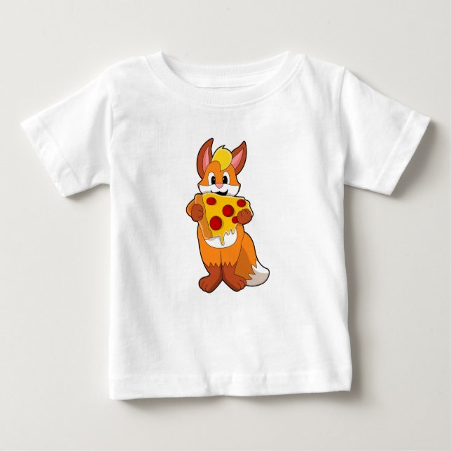 Fox med Pizza T Shirt (Framsida)