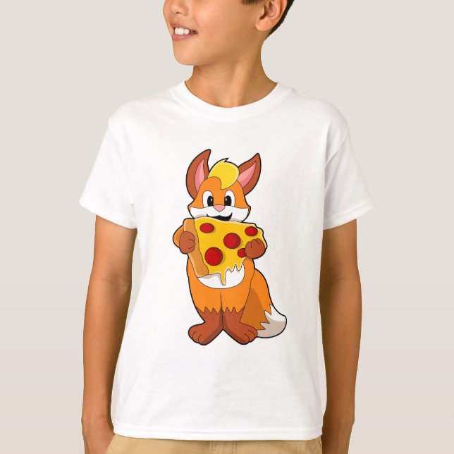 Fox med Pizza T Shirt (Framsida)