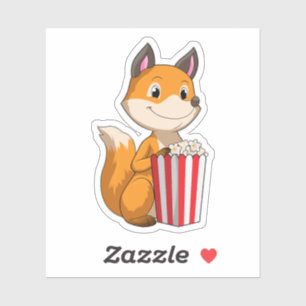 Fox med Popcorn Klistermärken