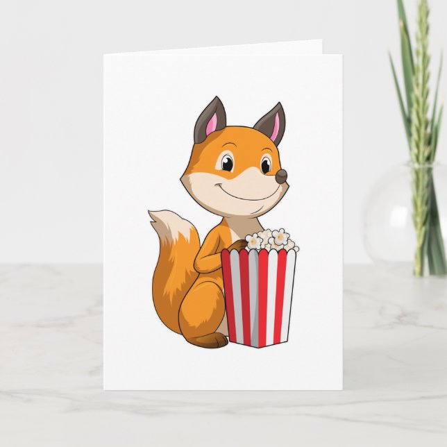 Fox med Popcorn Kort (Framsida)