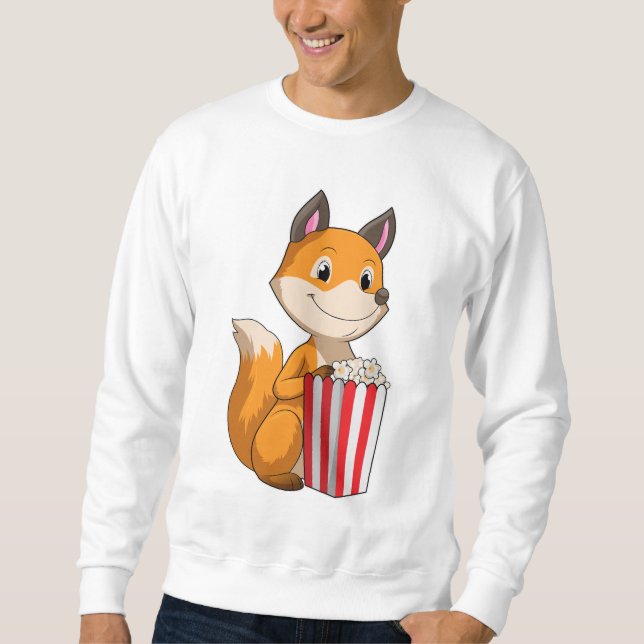 Fox med Popcorn Lång Ärmad Tröja (Framsida)
