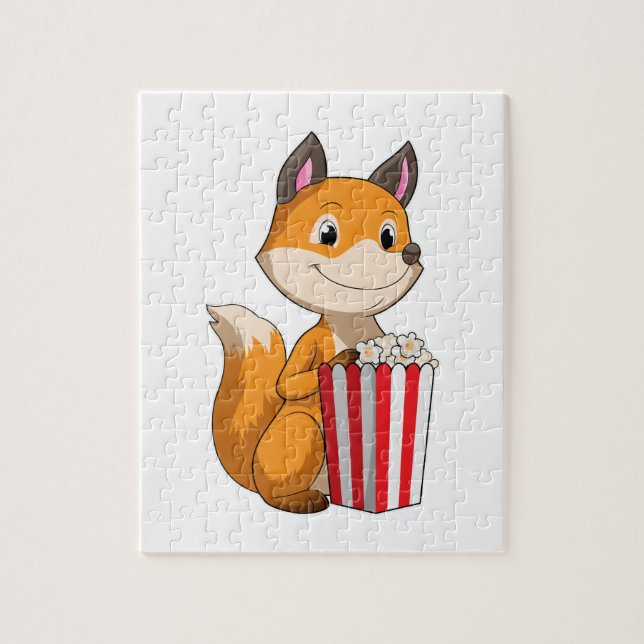 Fox med Popcorn Pussel (Vertikal)
