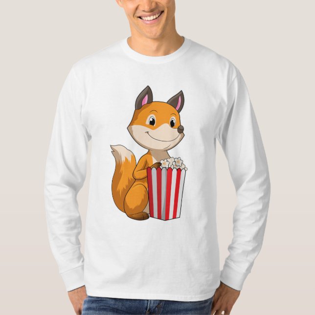 Fox med Popcorn T Shirt (Framsida)