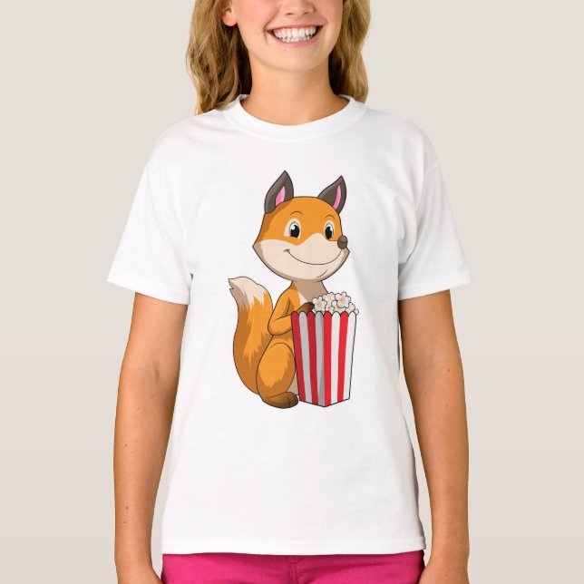 Fox med Popcorn T Shirt (Framsida)