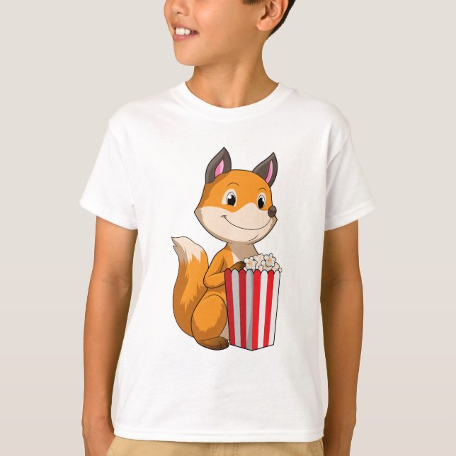 Fox med Popcorn T Shirt (Framsida)