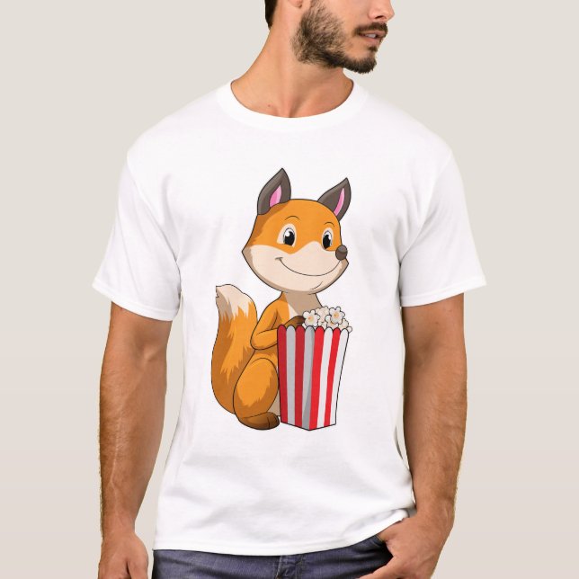 Fox med Popcorn T Shirt (Framsida)