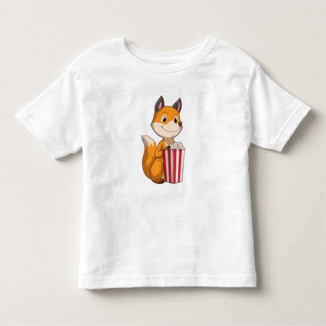 Fox med Popcorn T Shirt (Framsida)