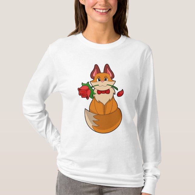 Fox med Ro Flower T Shirt (Framsida)