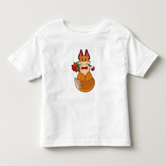 Fox med Ro Flower T Shirt (Framsida)