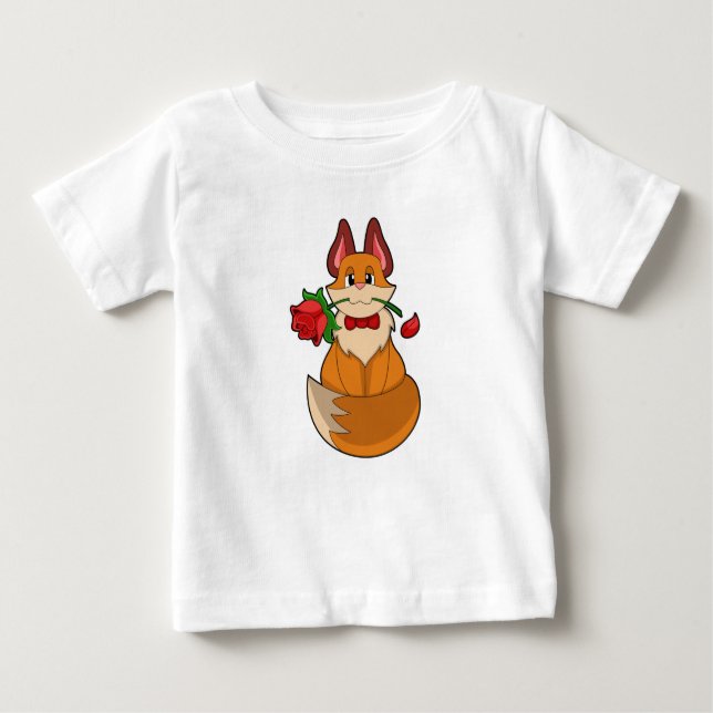 Fox med Ro Flower T Shirt (Framsida)