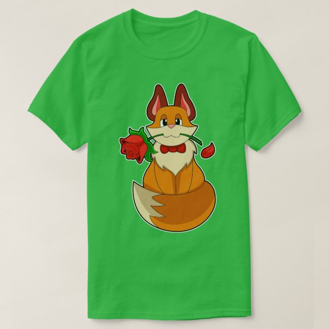 Fox med Ro Flower T Shirt (Design framsida)