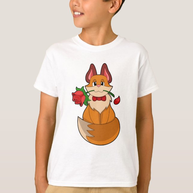 Fox med Ro Flower T Shirt (Framsida)