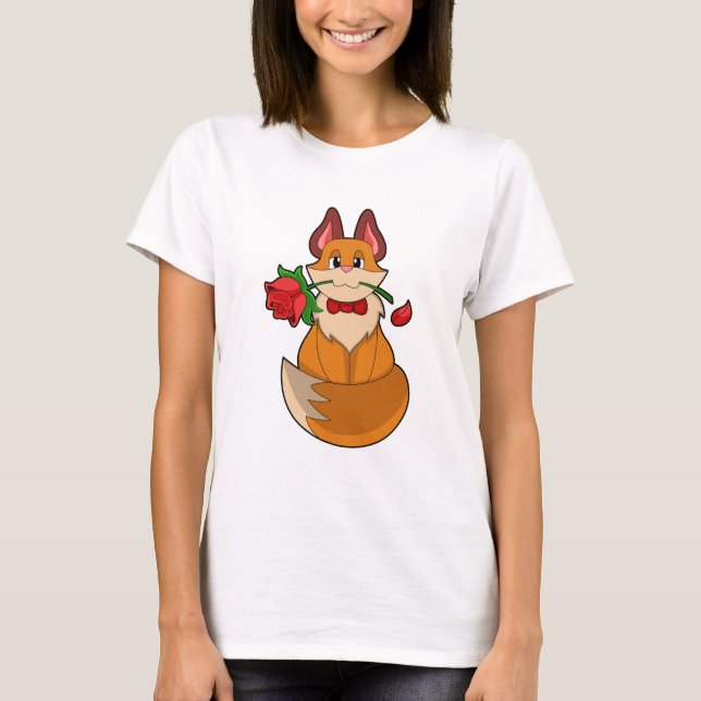 Fox med Ro Flower T Shirt (Framsida)
