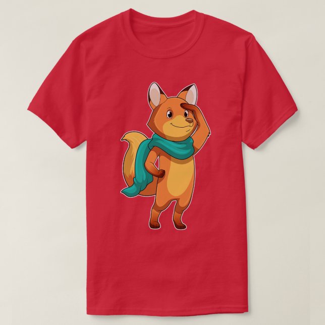 Fox med Scarf 1 T Shirt (Design framsida)