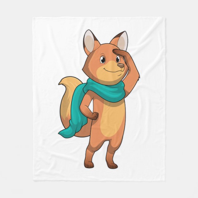 Fox med Scarf Fleecefilt (Framsidan)