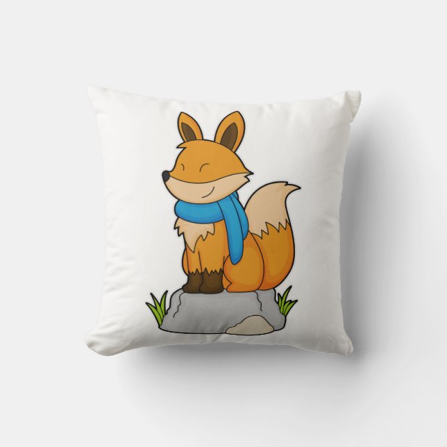 Fox med Scarf på Sten Kudde (Framsida)