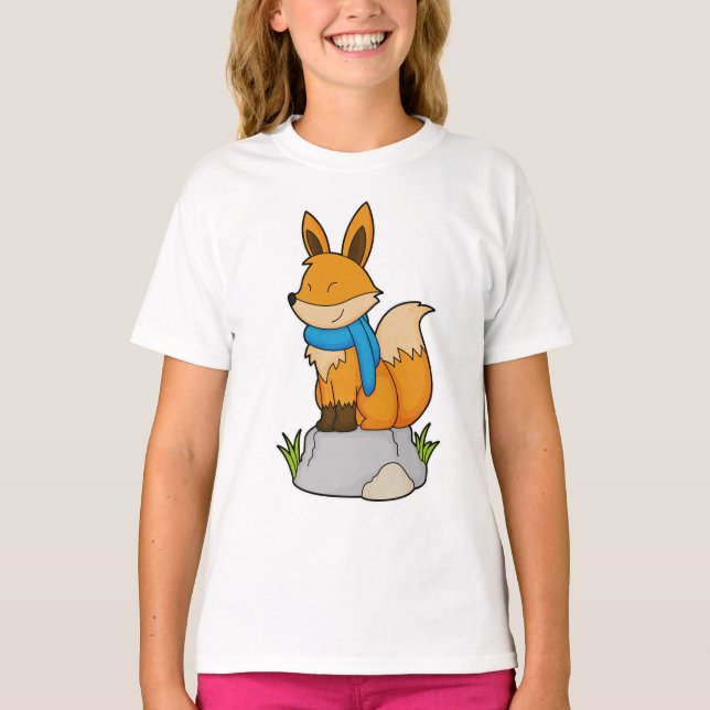 Fox med Scarf på Sten T Shirt (Framsida)