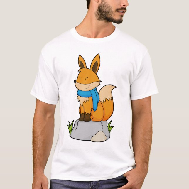 Fox med Scarf på Sten T Shirt (Framsida)
