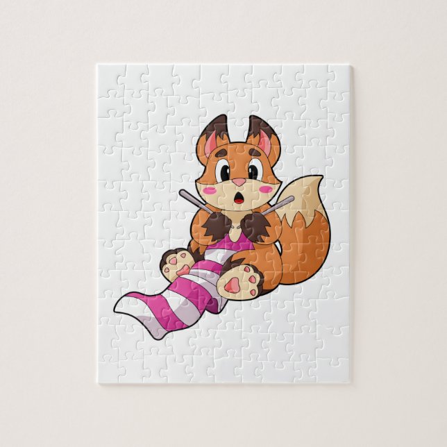 Fox med Scarf Pussel (Vertikal)