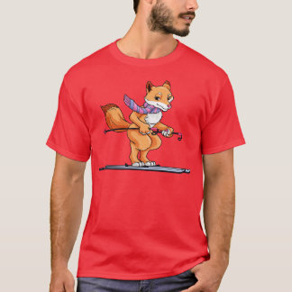 Fox med scarf som skier med skal t shirt