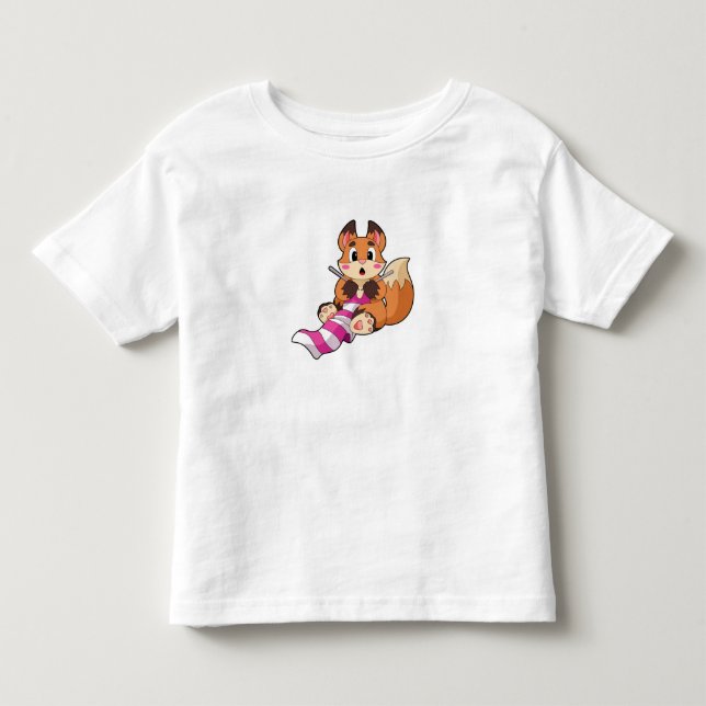 Fox med Scarf T Shirt (Framsida)