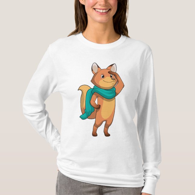 Fox med Scarf T Shirt (Framsida)