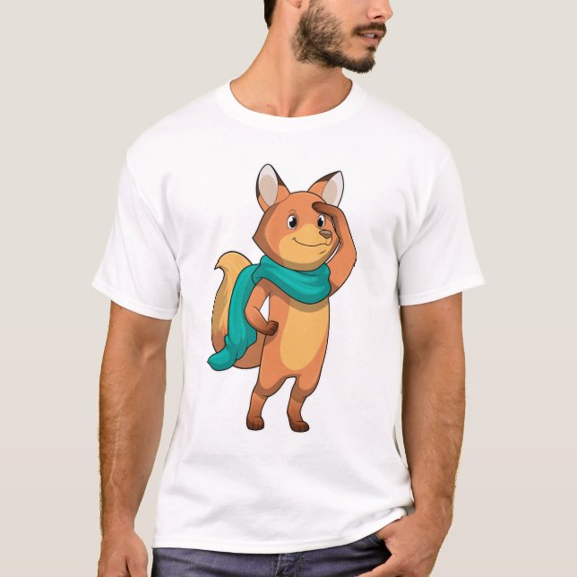 Fox med Scarf T Shirt (Framsida)