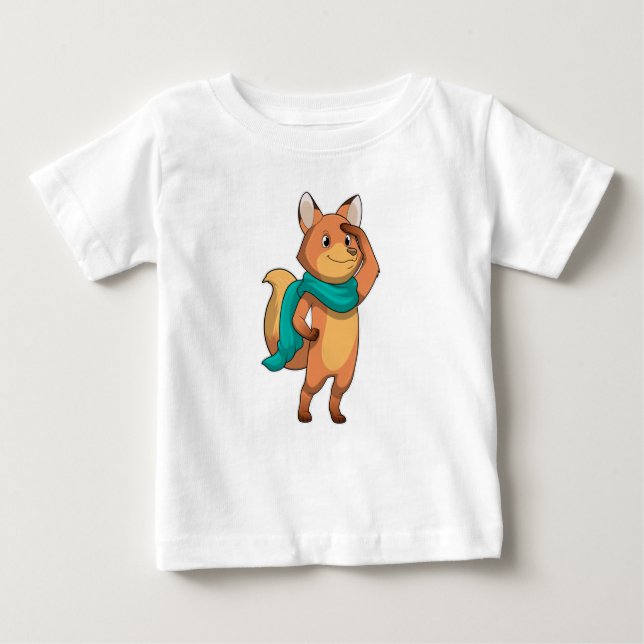Fox med Scarf T Shirt (Framsida)