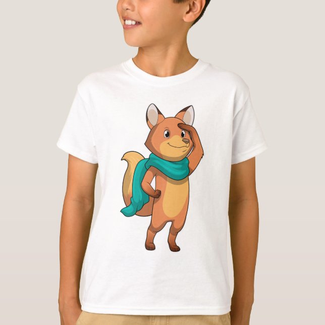 Fox med Scarf T Shirt (Framsida)