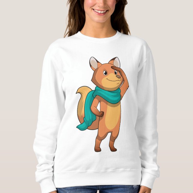 Fox med Scarf T Shirt (Framsida)